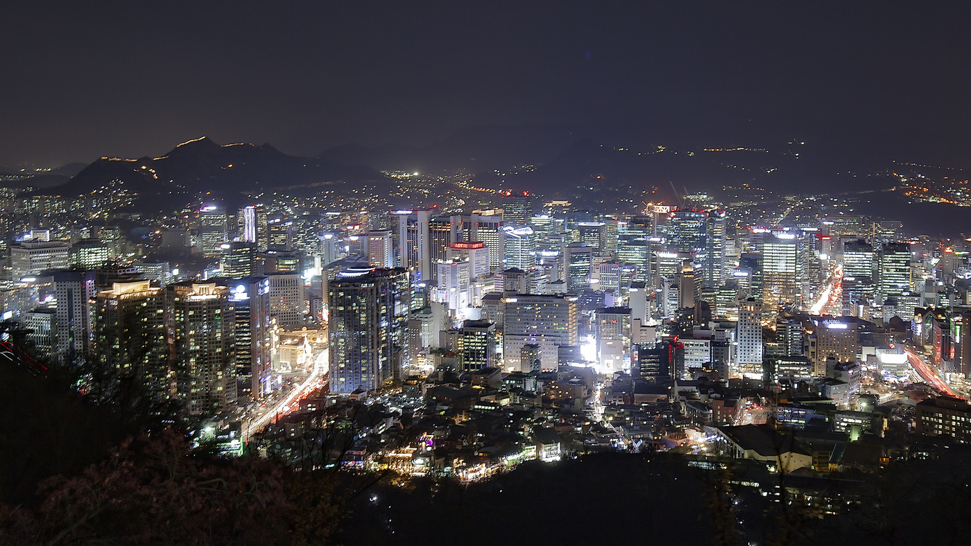Южная Корея Сеул ночной вид