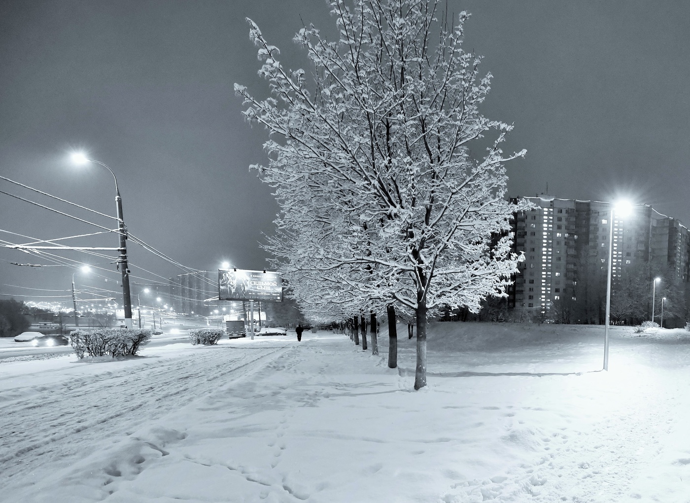 Зимняя ночь в городе