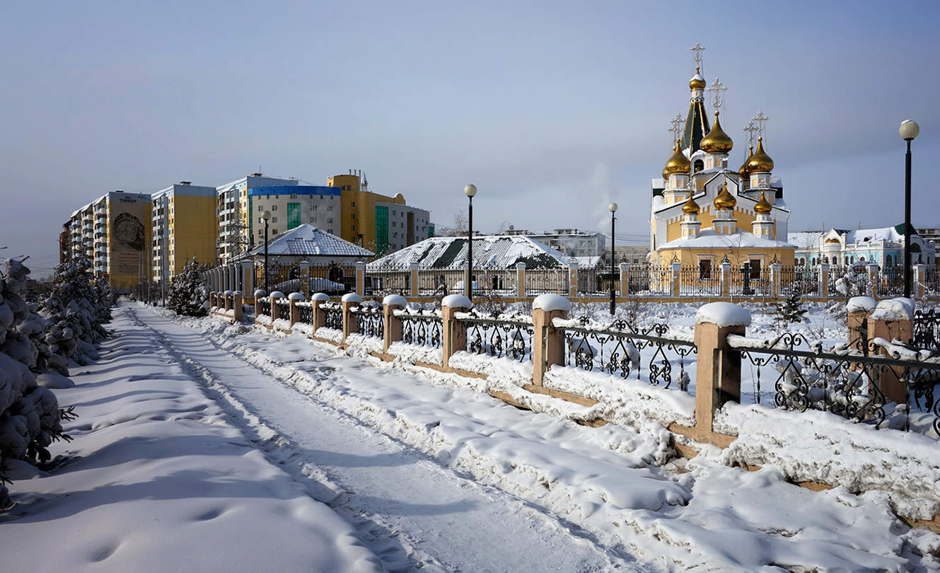 Преображенский храм Абакан зимой