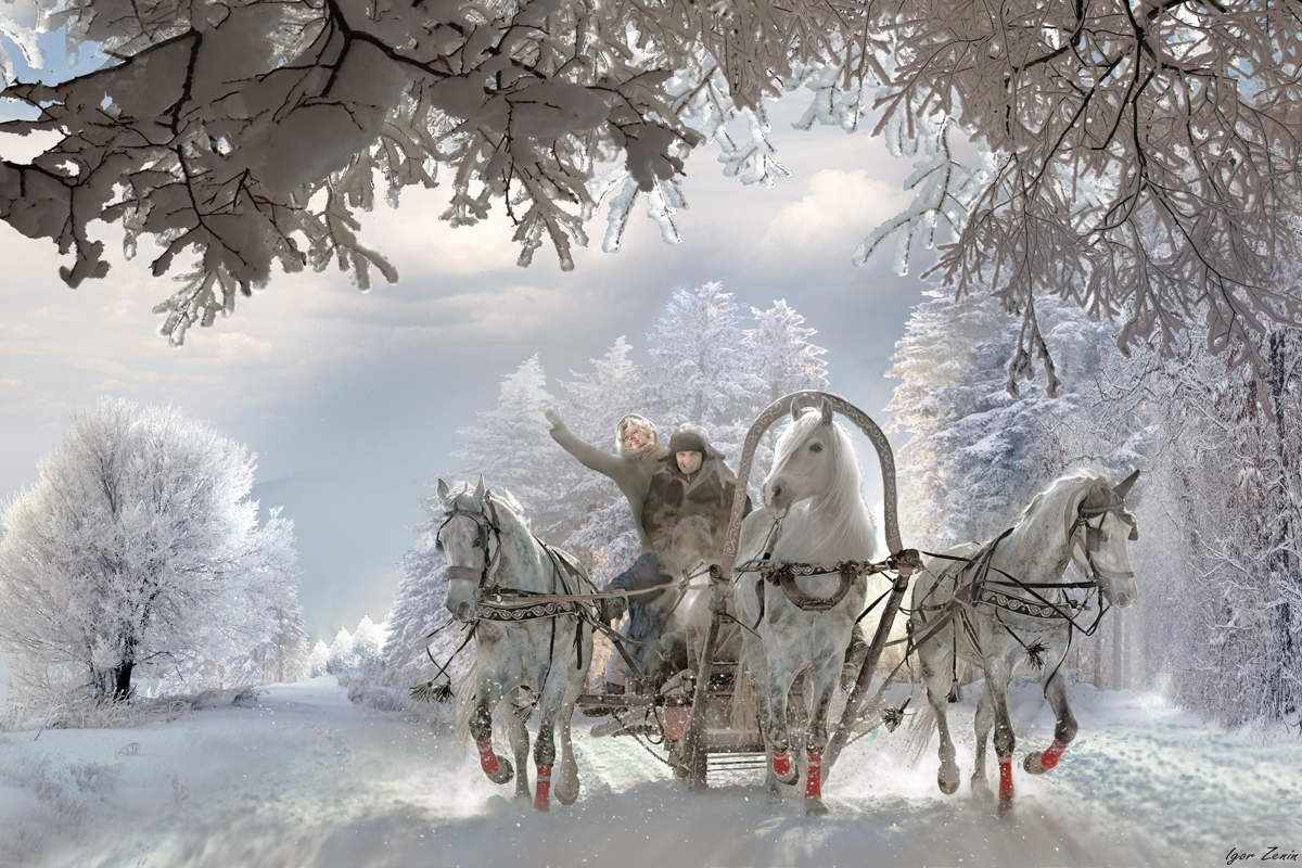 Звон мороза. Зимняя тройка лошадей. Зимние пейзажи с тройкой. Зимний пейзаж с лошадью. Тройка лошадей зимой.