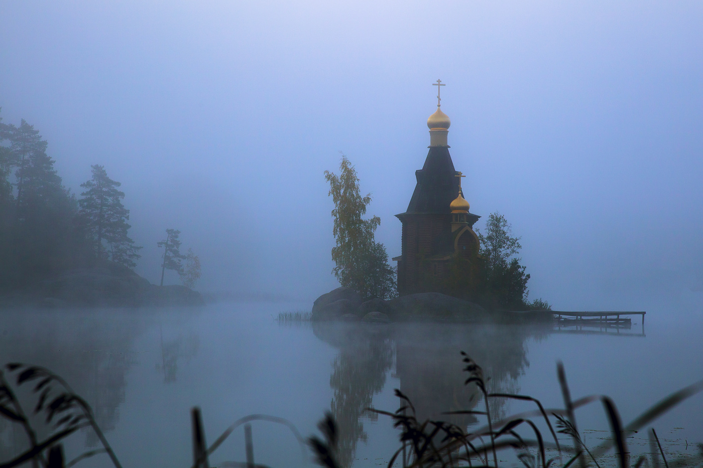 Новосибирск храм Церковь туман берег