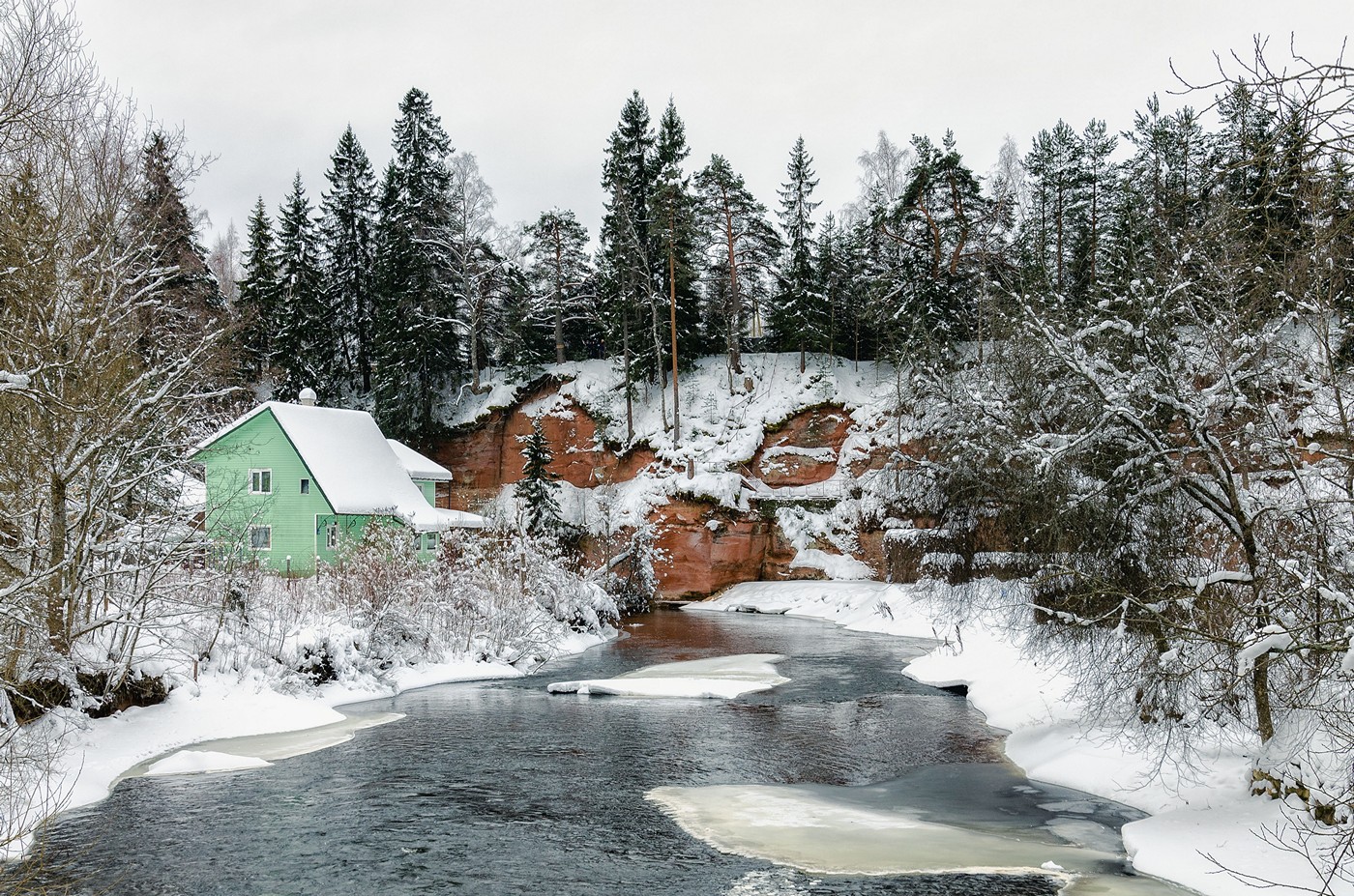 Река Оредеж Ленинградская зимой