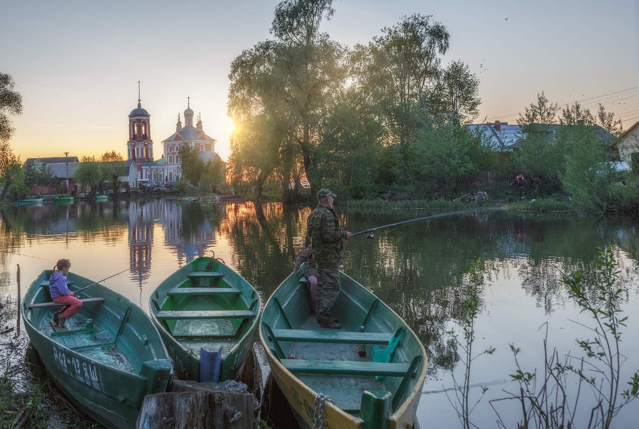 Пейзаж с лодками Переславль Залесский