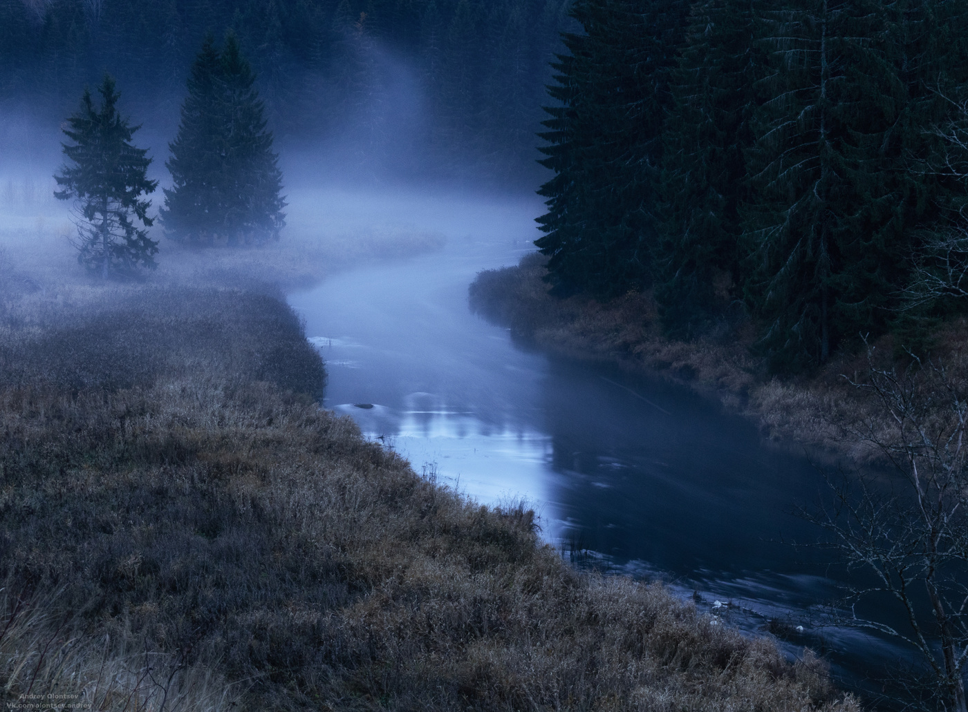 Природа озеро туман