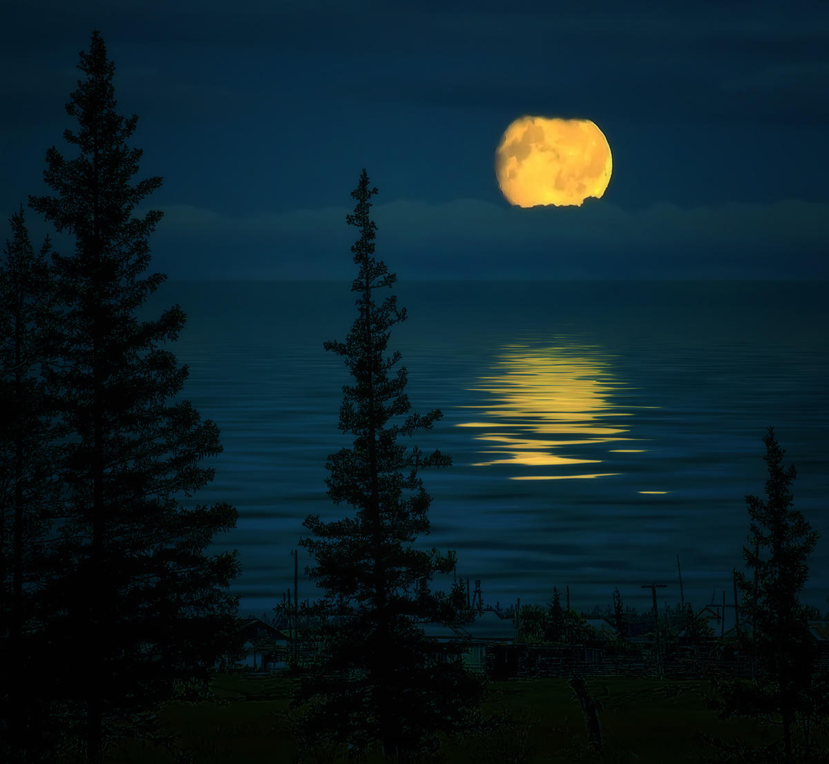 Луна над водой ночью фото