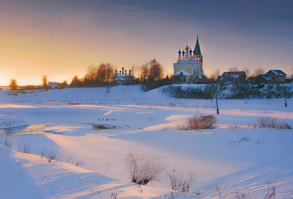 Село Дунилово Ивановская область зима закат